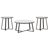 Hugo 3-piece Coffee and End Table Set White Faux Marble